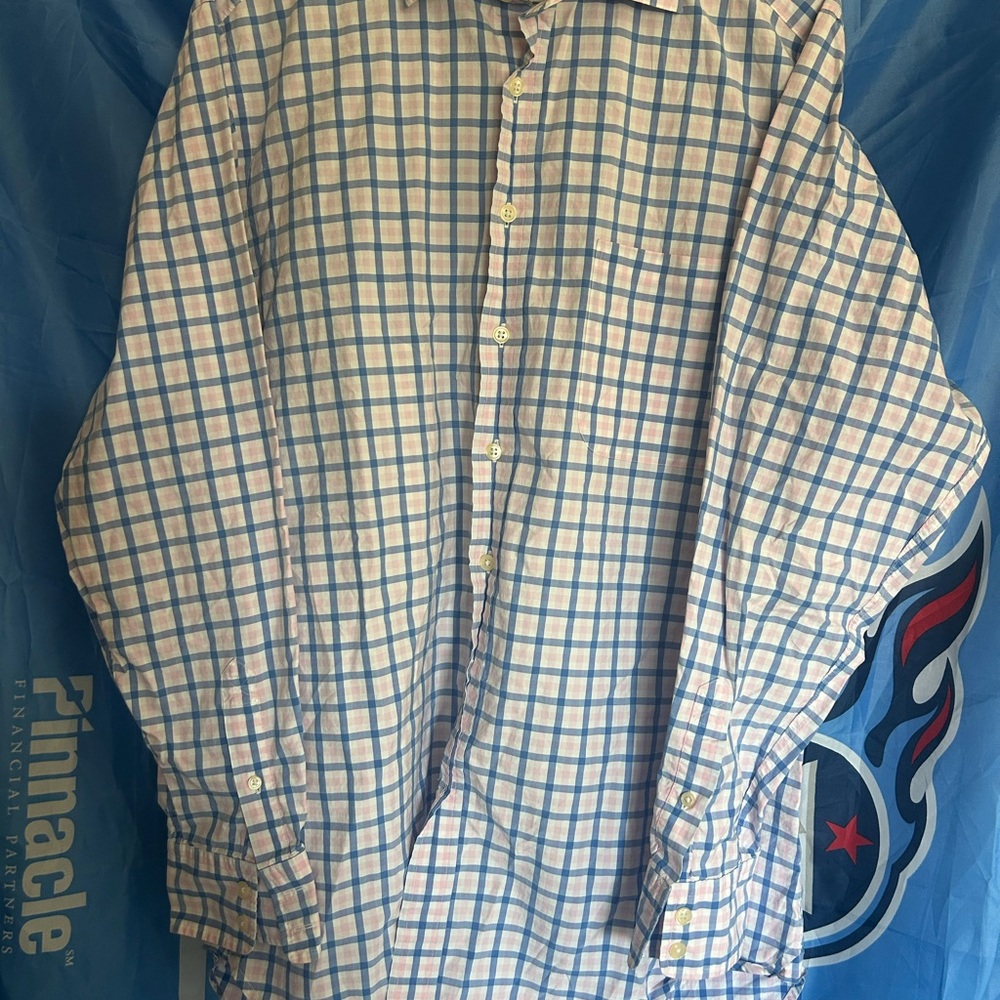 Boden Men’s Pink and Blue Plaid Shirt